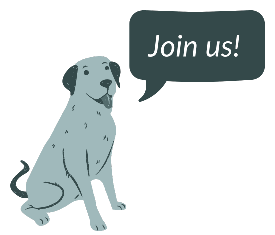 dog saying join us image