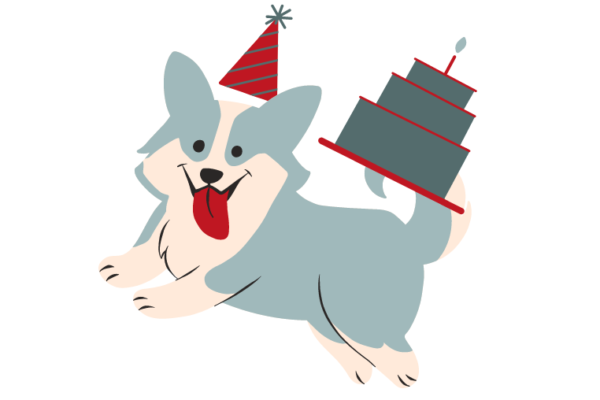 dog with birthday cake image