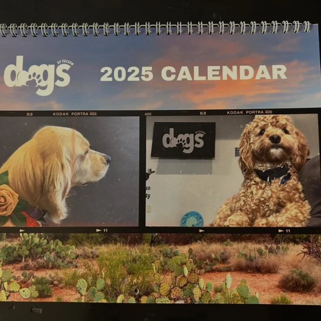 Dogs of Tucson 2026 calendars will be in by the end of the month! Order yours today by texting, emailing or calling us today! #dogsoftucson #doglovers #indoordogpark